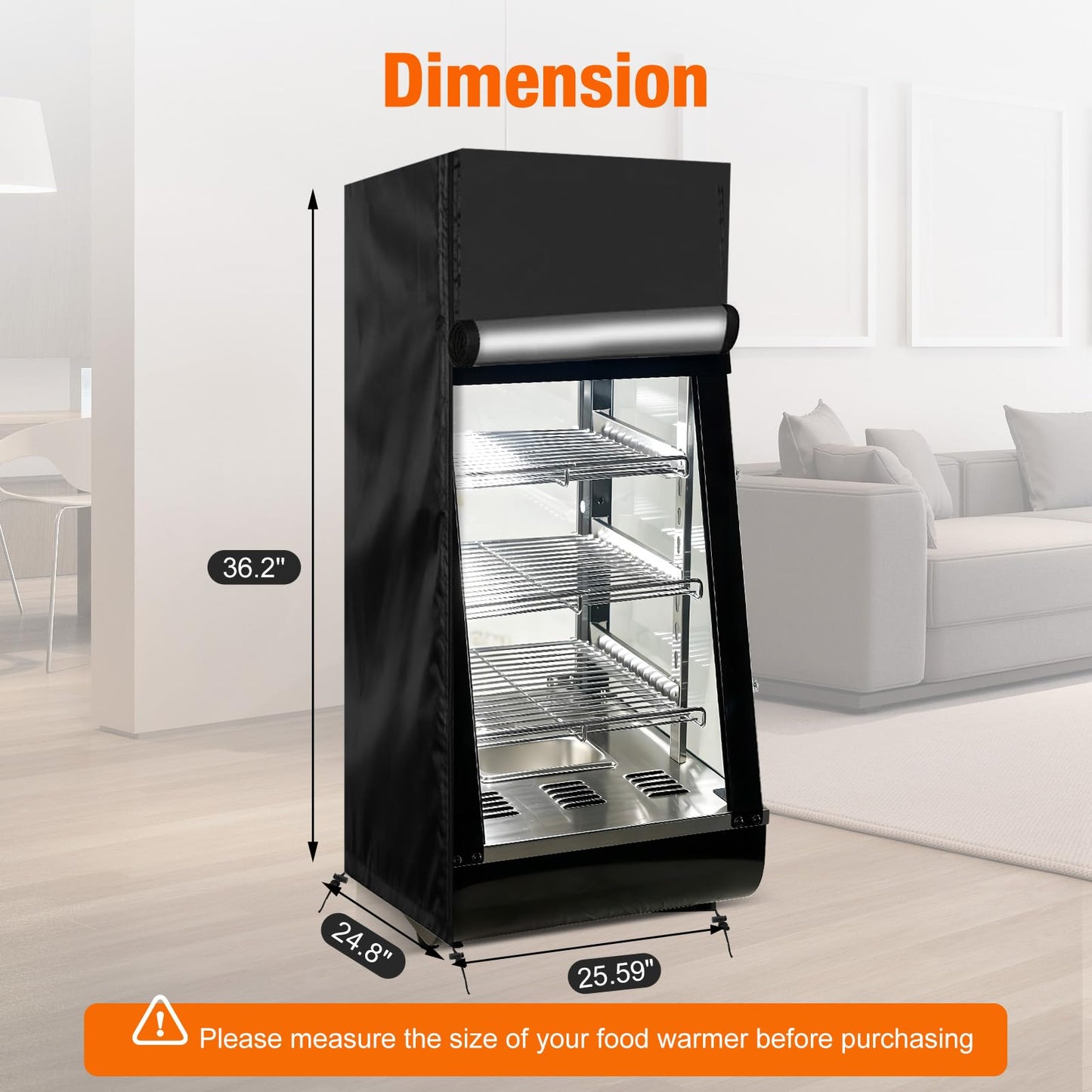 Velieta Commercial Food Warmer Display Fridge Cover 25.59"x24.8"x36.2"