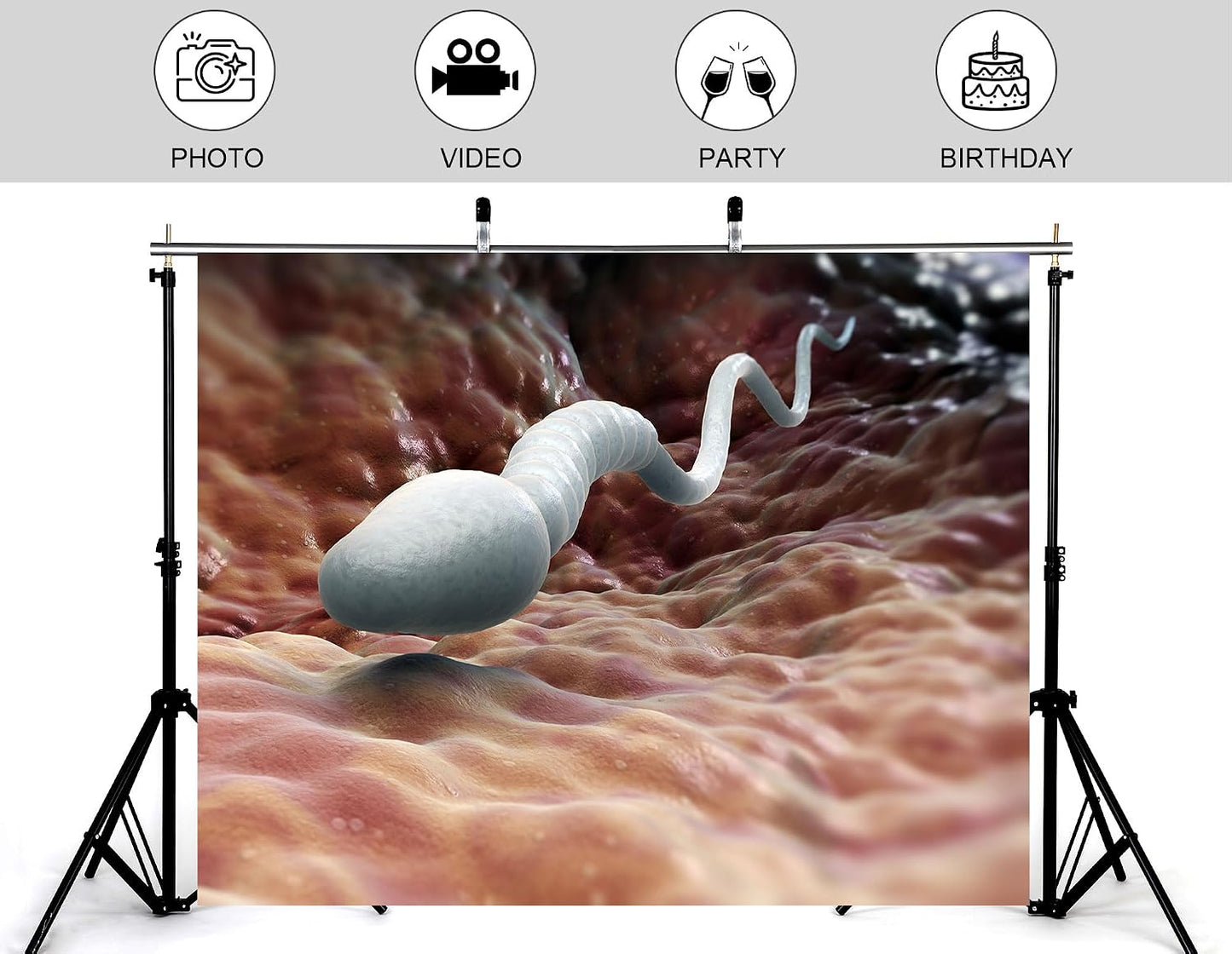 KeyWork 9x6ft Sperm Cell Backdrop Microscopic Reproductive Tissue View Photography Background for Medical Conference
