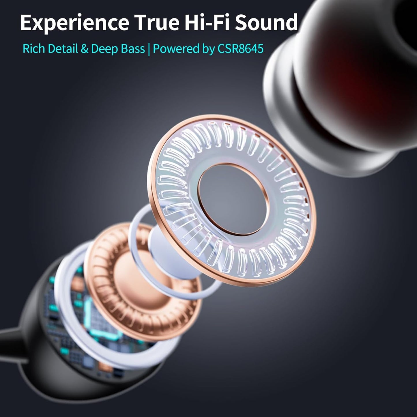 LHKLUK Headset IPX5 22H Neckband Bluetooth Headphones, Wireless Retractable with Mic, Sweatproof Earphones, Noise