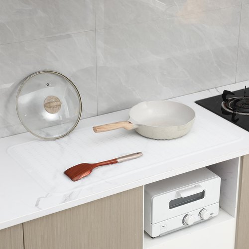 MicoYang Silicone Dish Drying Mat for Multiple Usage,Easy clean,Eco-friendly,Heat-resistant Silicone Mat for Kitchen Counter or Sink,Refrigerator or Drawer Liner Translucent 5XL 36inches x 18inches