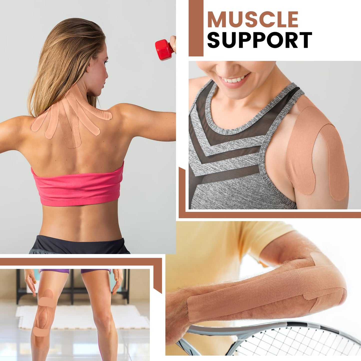 40PCS Precut Kinesiology Tape Strips, 2 inch x 10 inch Athletic Tape, Kinetic Tape, Elastic Muscle Tape, Sports Tape, Knee Tape for Exercise and Daily Use - Skin Color