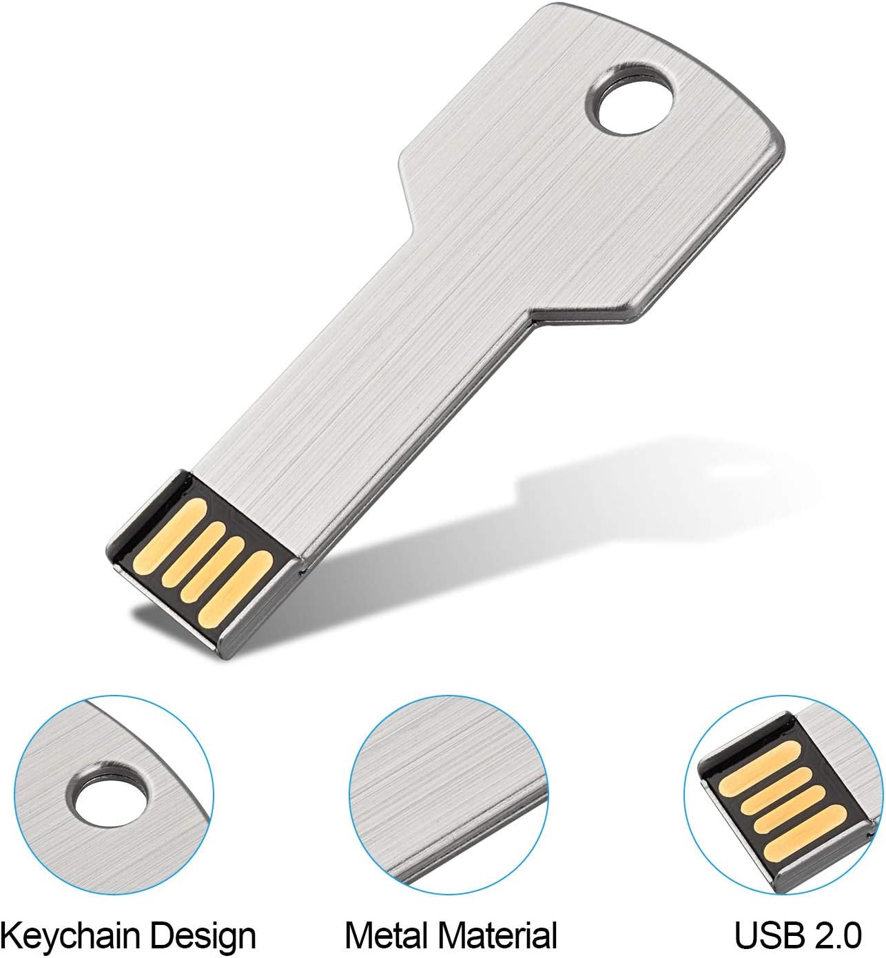 K&ZZ 16GB 5 Pack, USB2.0 16G Key Shape USB Flash Drive Metal Thumb Drive Flash Disk Memory USB Stick Expansion Disk