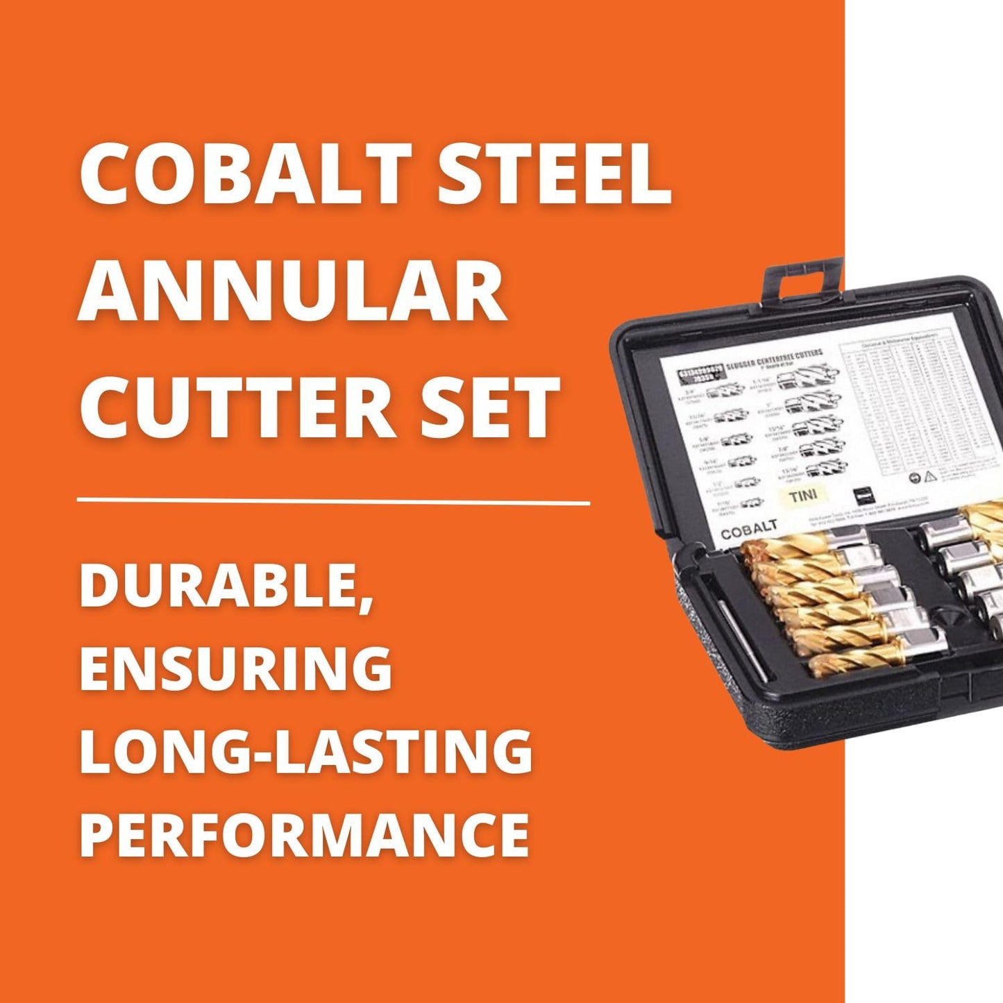 Slugger by Fein Cobalt Steel Annular Cutter with TiN Coating for Precision Drilling - 1" Cutting Depth, 7/16" to 1-1/16" Bore Diameter, 3/4" Straight Shank - 11-Pack - 63134999022