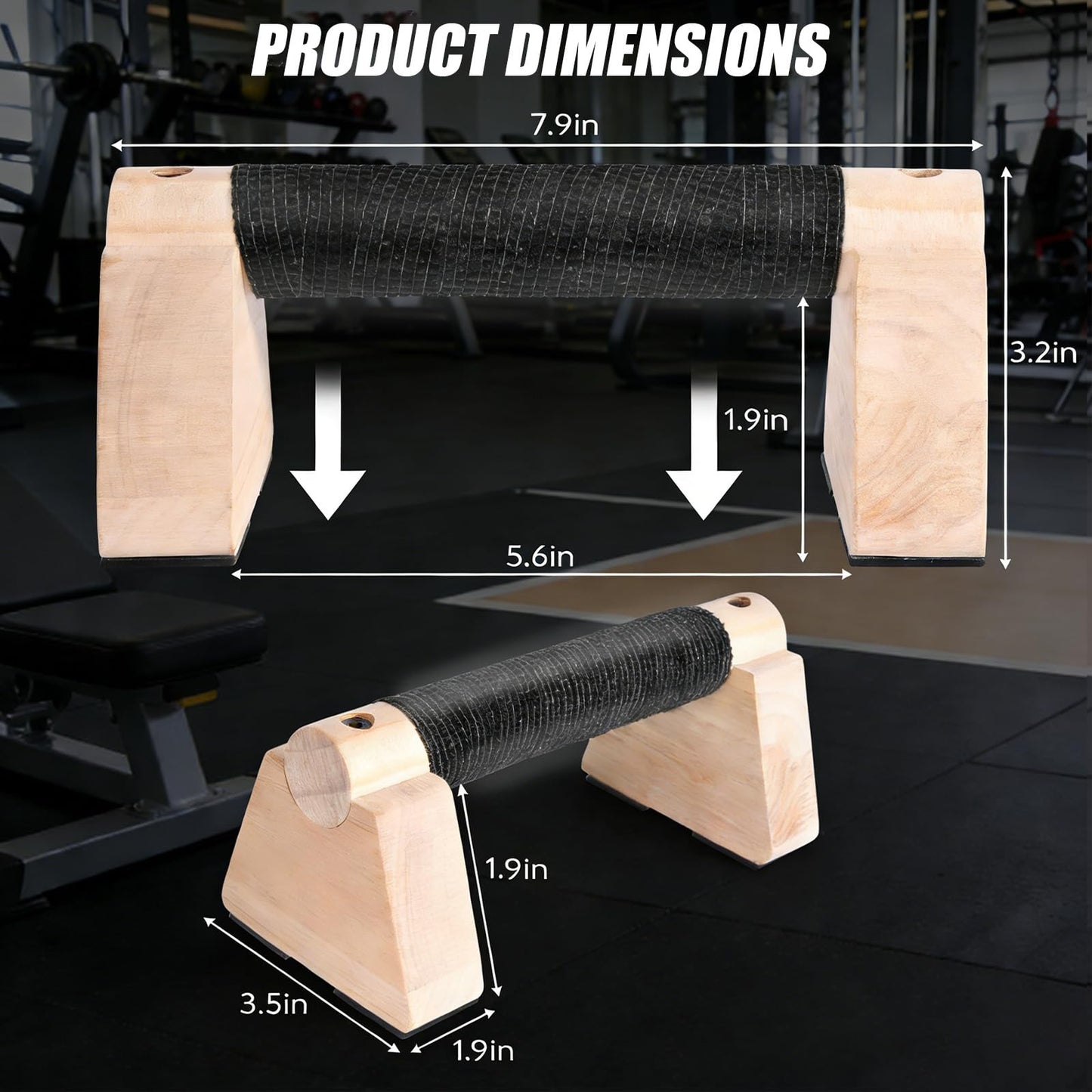 2 PCS Wooden Parallettes Bars 20 CM/7.87 in Handstand Training Blocks with Non-Slip Base Home Push Up Stand Wood Push Up Bars Calisthenics Equipment for Men