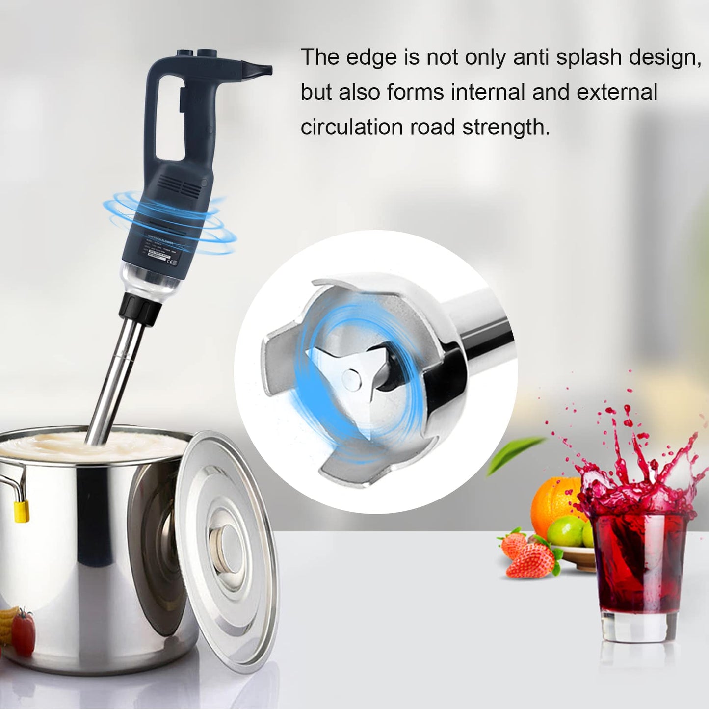 Li Bai 12 in Heavy Duty Immersion Blender Handheld Kitchen, Hand Blenders for Kitchen, Commercial Mixer Electric, 750W Detachable Shaft Adjustable Variable Speed, Emulsifier Blender Handheld