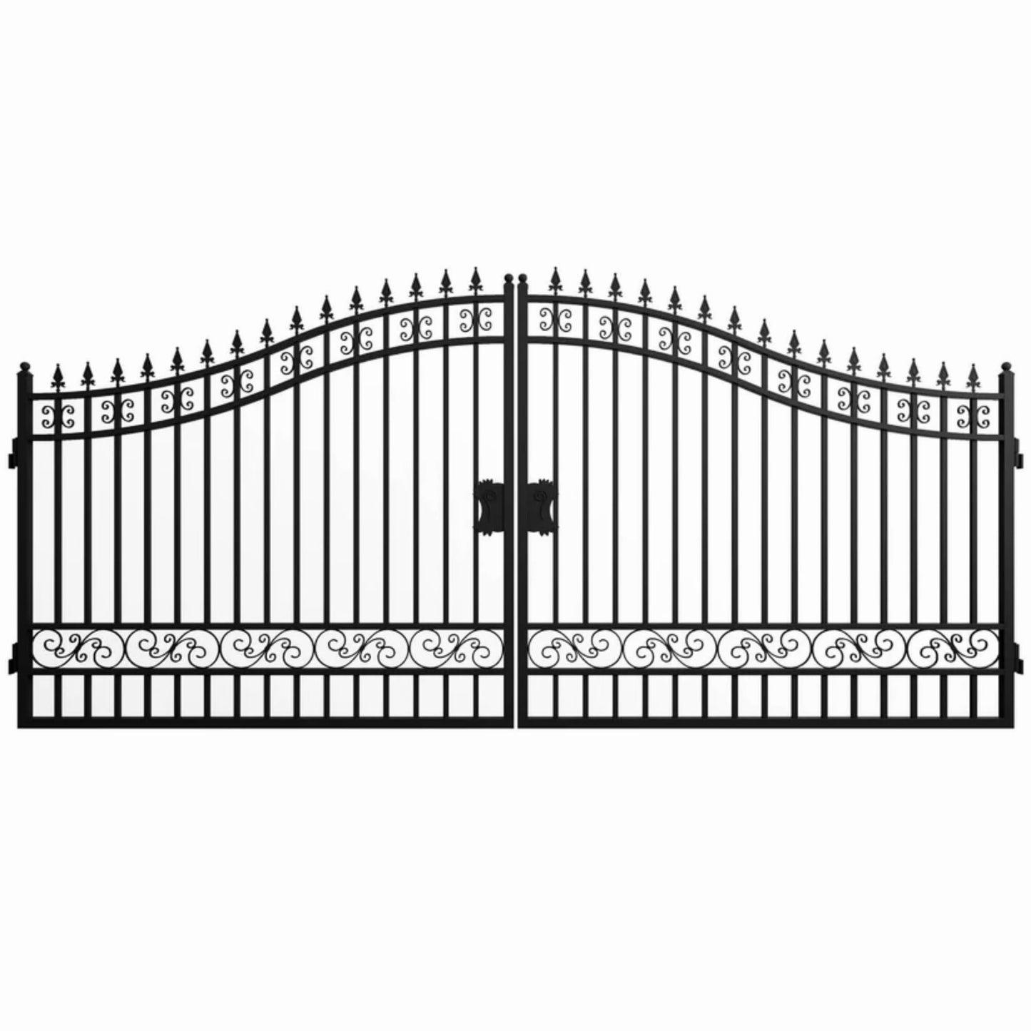 Chery Industrial Steel Dual Swing Driveway Gate, European Style,Secure Outdoor Patio Door with Welded Galvanized Steel Frame, Robust and Long-Lasting (20×8ft)