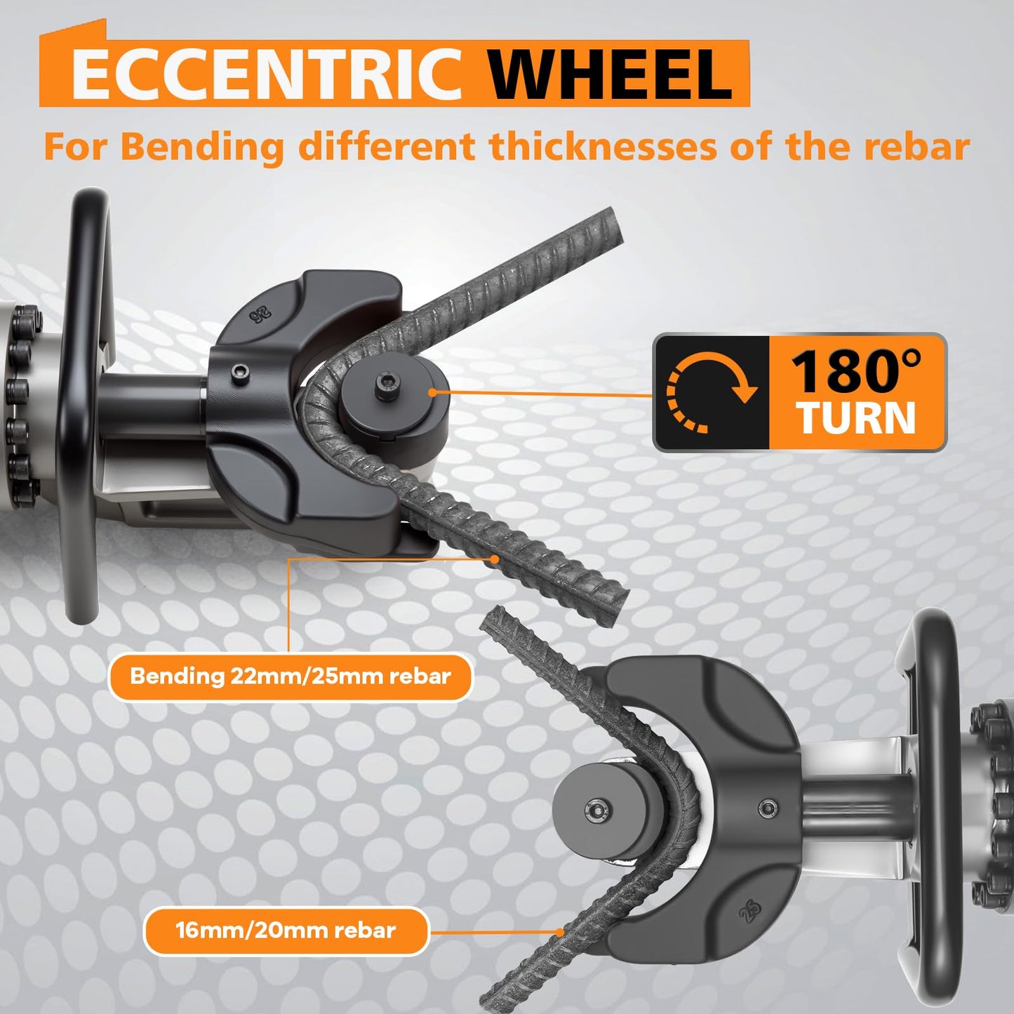 HUOTUO 1" Electric Hydraulic Rebar Bender [TÜV Rheinland North American Certificated] Portable Rebar Bender, Bend from 16-25mm Diameter Rebar Easily Bending Angle 180-60 Degrees for Construction HRB25