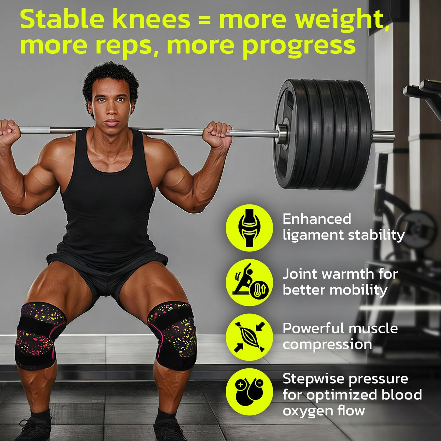 aoFIT Knee Brace (1 Pair) Adjustable Strap 7mm Neoprene Knee Compression Sleeve Knee Support for Men Women for Training & Fitness, Weightlifting, Onyx XX-Large