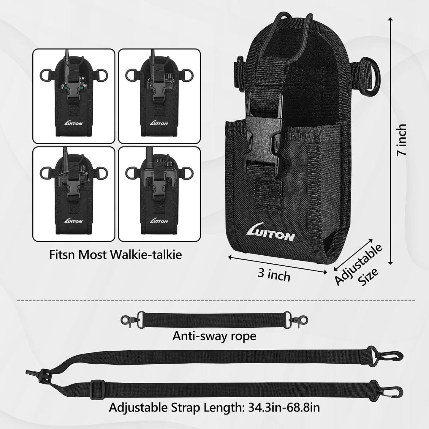 Set Radio Holster for Firefighter EMS EMT Bundle Includes Anti-Sway Strap for Radio Strap, Moveable Mic Holder,Radio