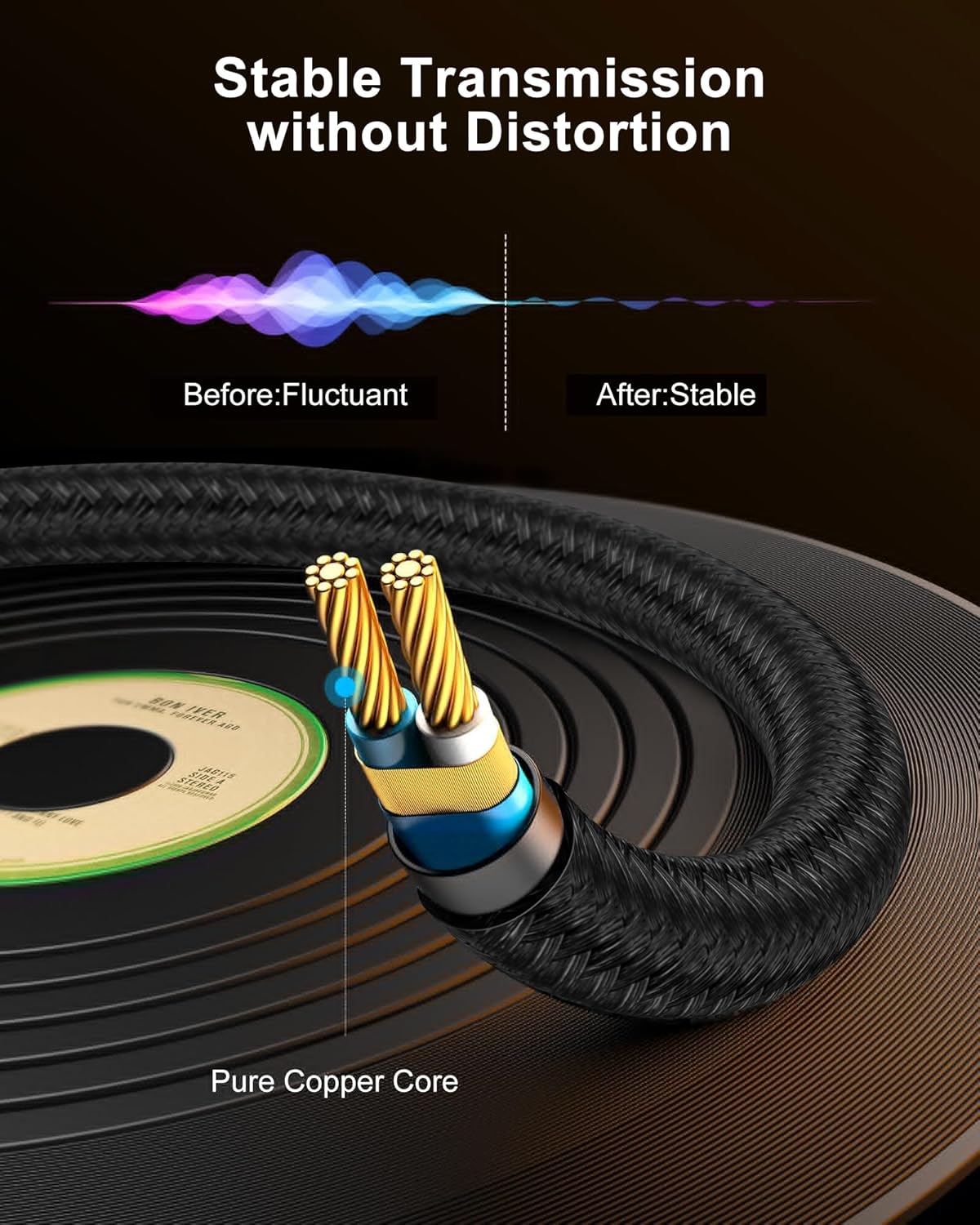 3.5mm 6.35mm 1/4 1/8 6.6ft to Stereo Audio Cable, Braided Male to Male TRS Bidirectional Stereo Aux Cord Audio Jack