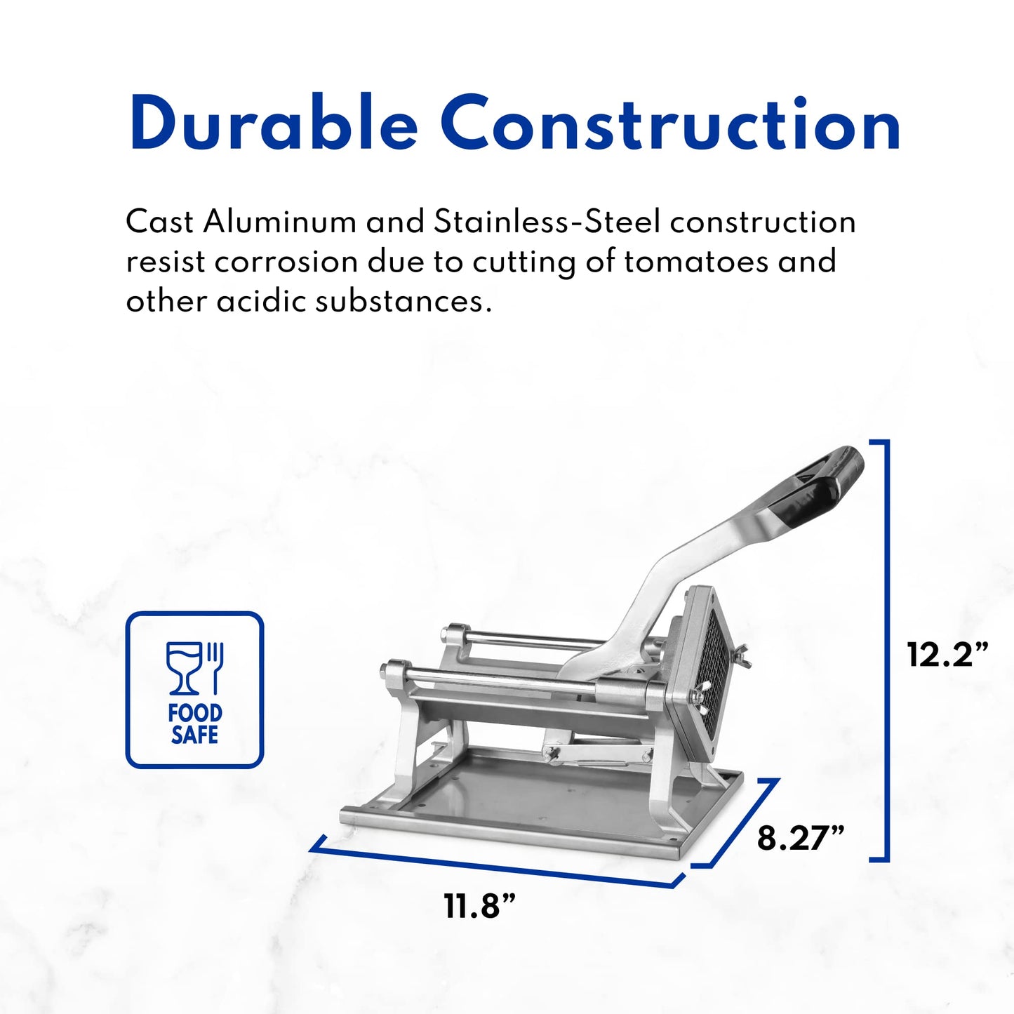 New Star Foodservice Extra Heavy Duty French Fry Cutter 3/8" with Wall Bracket, Fixed Counter or Wall Mount, Cast Iron and Aluminum Body with Stainless Steel Components