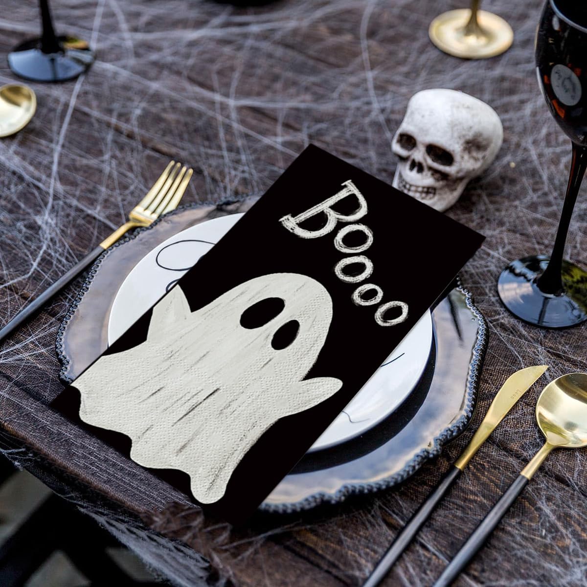 Horaldaily 100 Halloween Disposable Paper Decorative Guest Napkins, Boo Pumpkin Ghost Hand Towel for Party Lunch Dinner Kitchen Bathroom