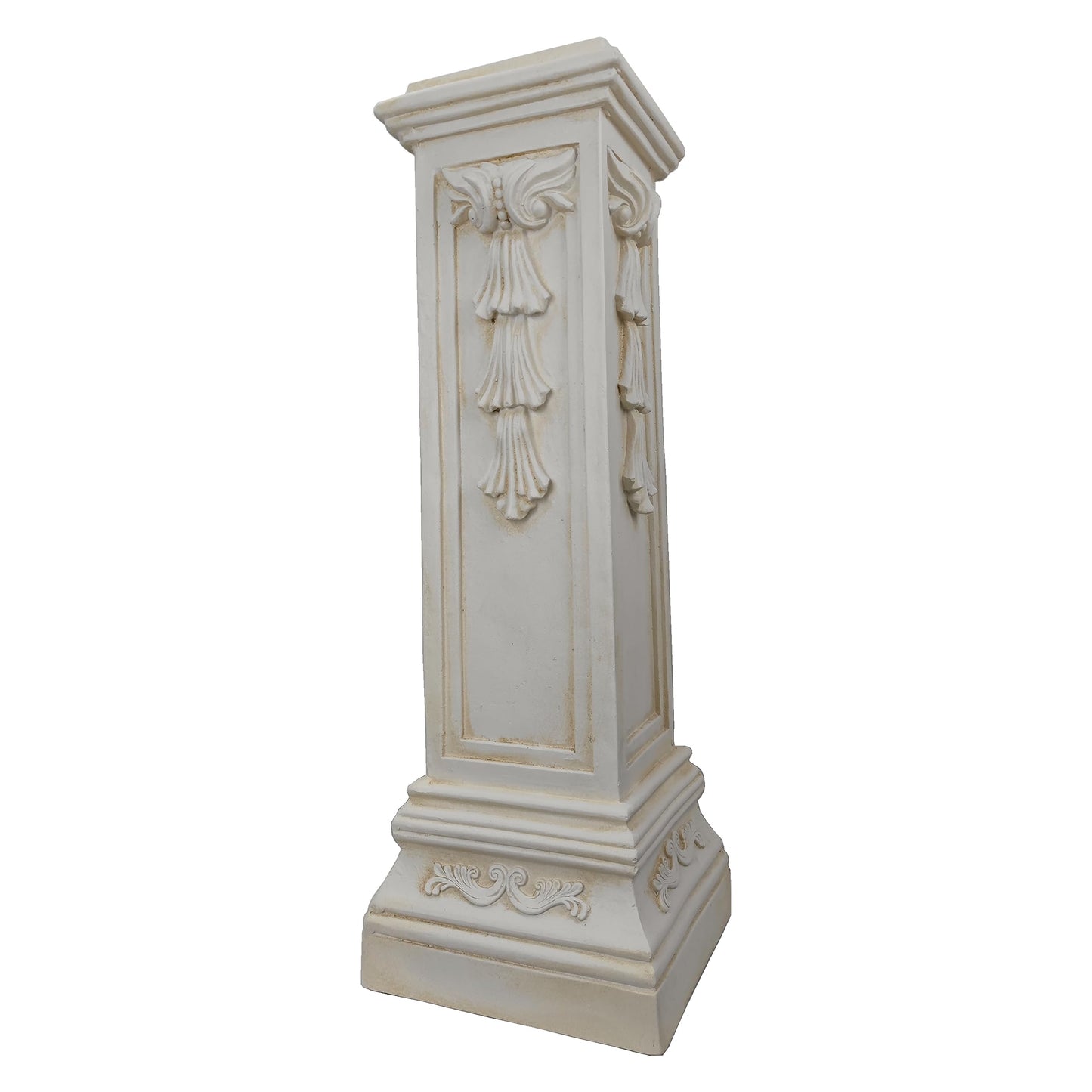 OUTOUR Greek Roman Square Pillar Magnesium Oxide Column with Stand Pedestal Holder Base for Wedding Tables, Indoor/Outdoor Patio and Garden Decor Large Size Pillar 35.8'' High
