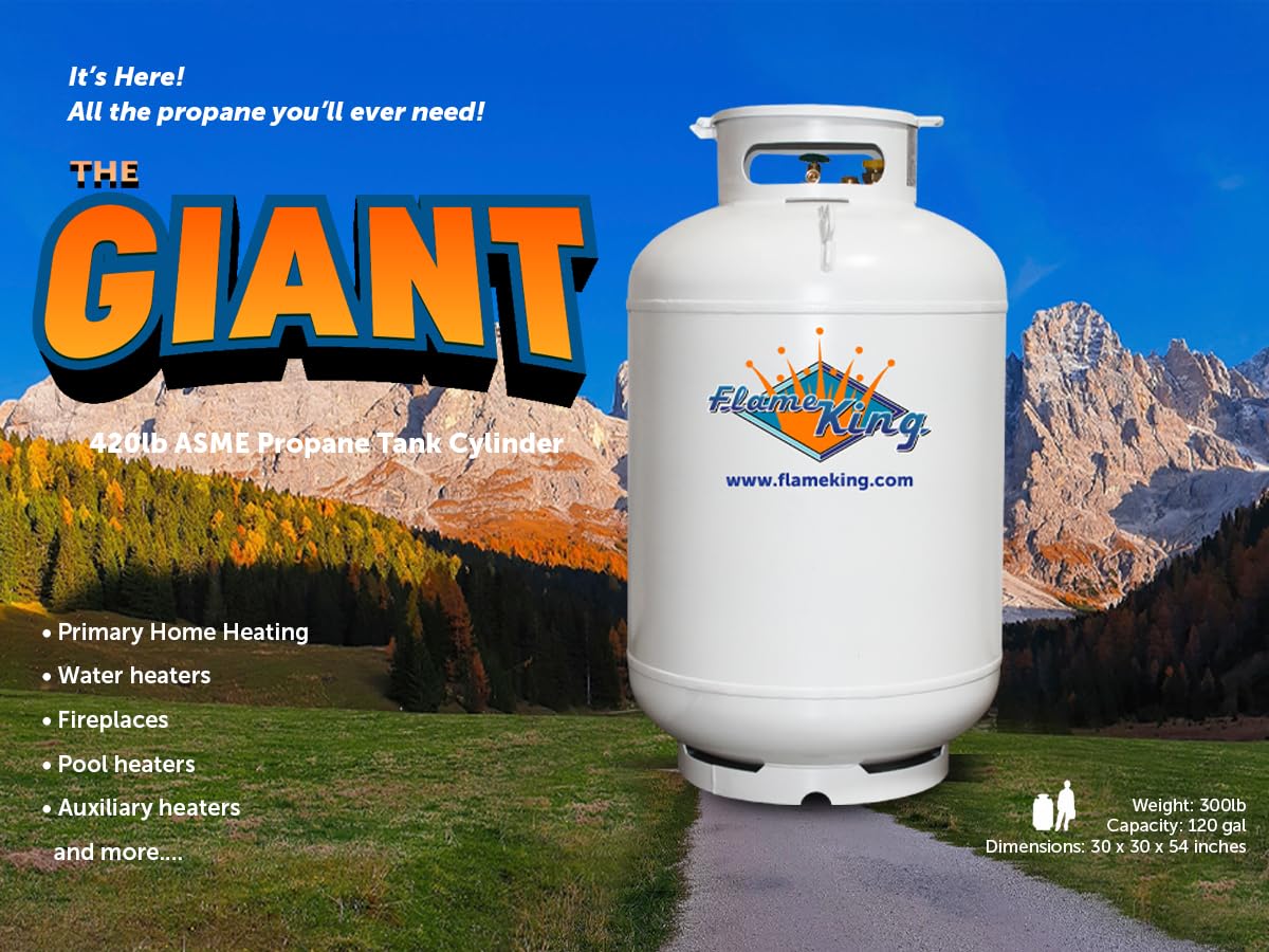 Flame King YSN420ASME 420LB (120 Gallon) ASME Vertical Steel Propane Tank, White