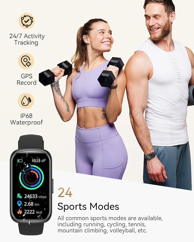 Activity & Fitness Tracker, 24/7 Heart Rate Monitor Smart Watches for Women/Men, Fitness Watches for Women/Men with Step Tracker and Sleep Tracker, IP68 Waterproof Watch for Android Phones/iPhones