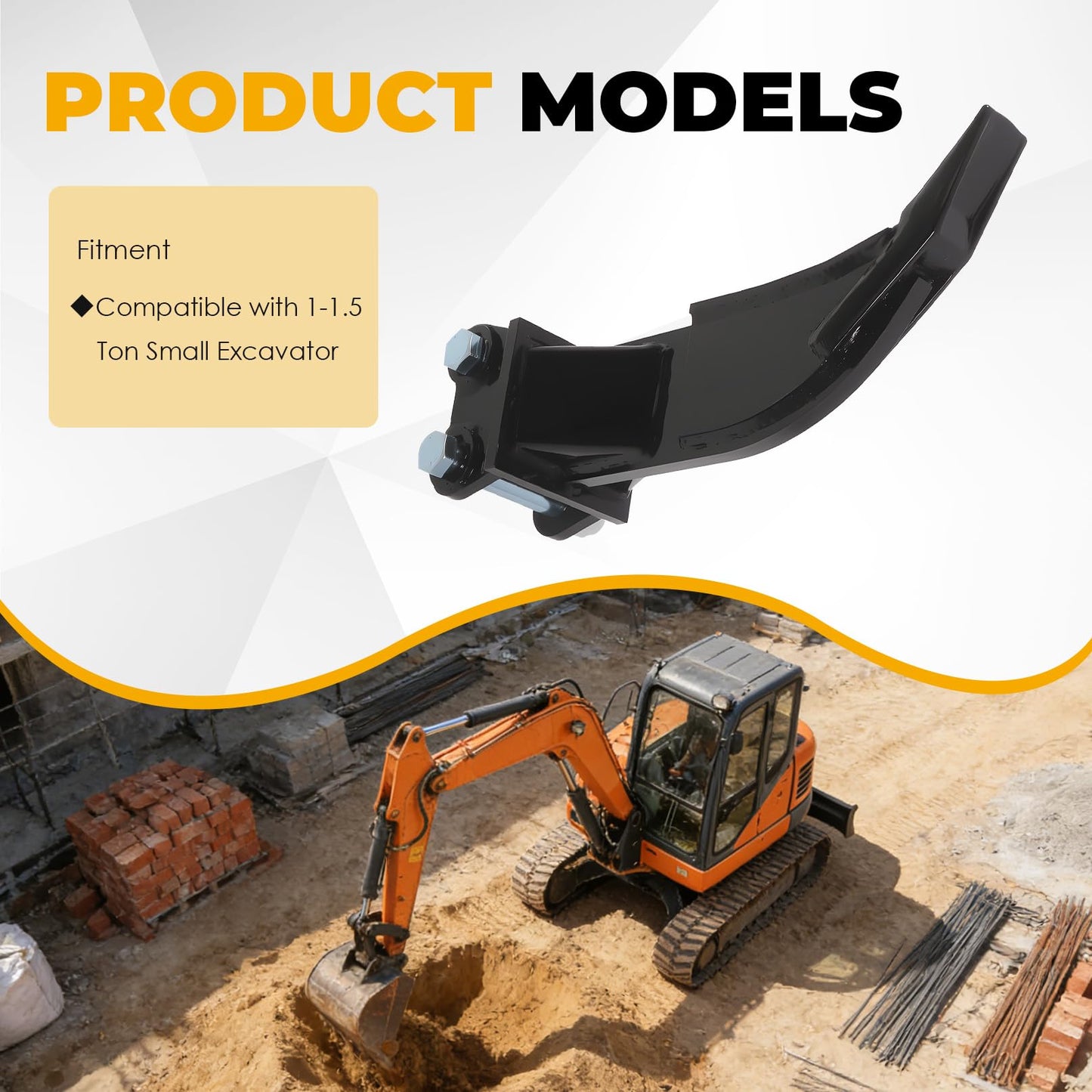 Agrovolcyn Mini Excavator Ripper with Pins Compatible with 1-1.5 Ton Small Excavator 3.54in Span 0.98 Aperture Inches Single Hook Backhoe