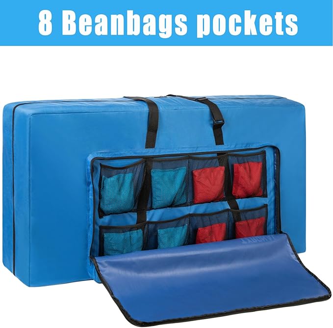 Cornhole Carrying Case Fits 4' x 2' Regulation Size Board, Cornhole Carrying Bag with Protective Padded Foam and One large pockets for Cornhole Outdoor Games, Only Bag. (Blue)