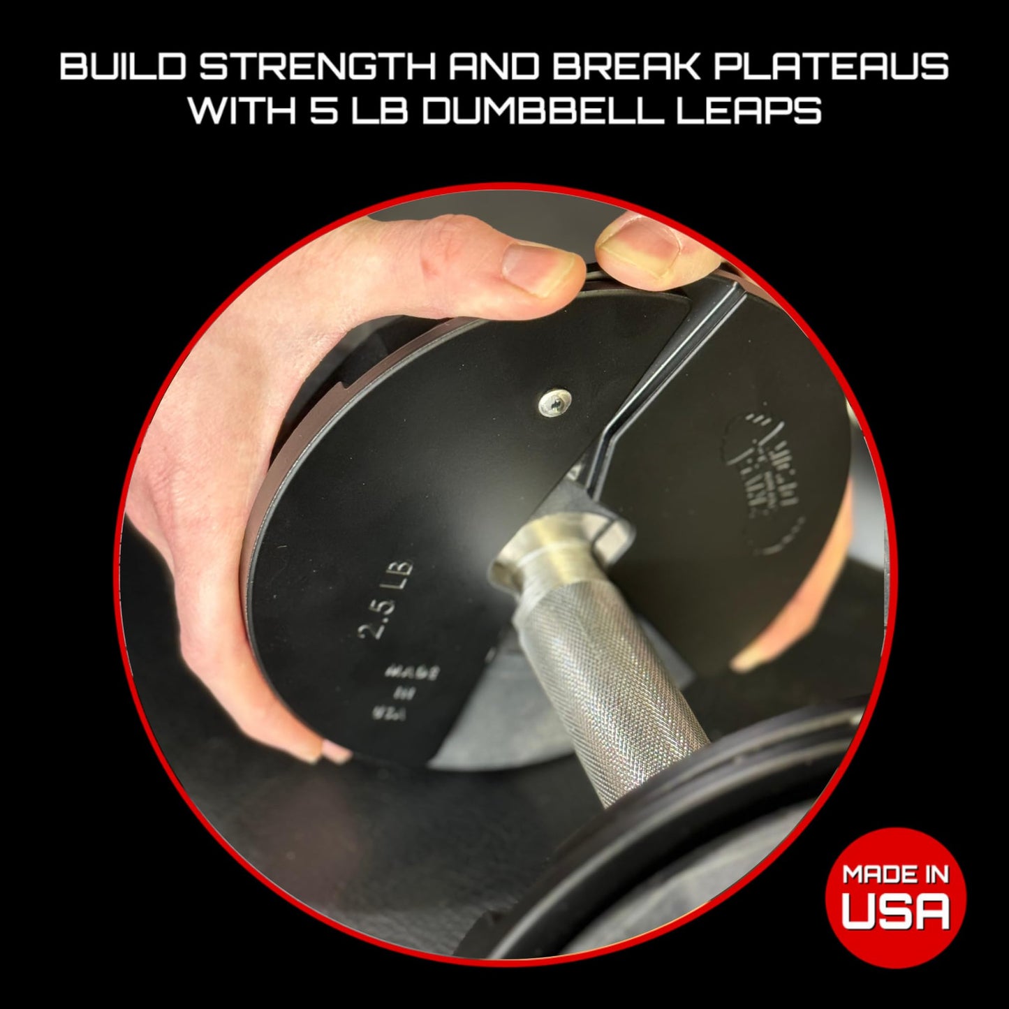 Micro Gainz Dumbbell Fractional 2.5 lb Weight Plate, Ideal for Micro Loading, (Choose Color) 2 Piece Fractional Weight Plates, Designed for Dumbbell Training, Made In USA (Black)