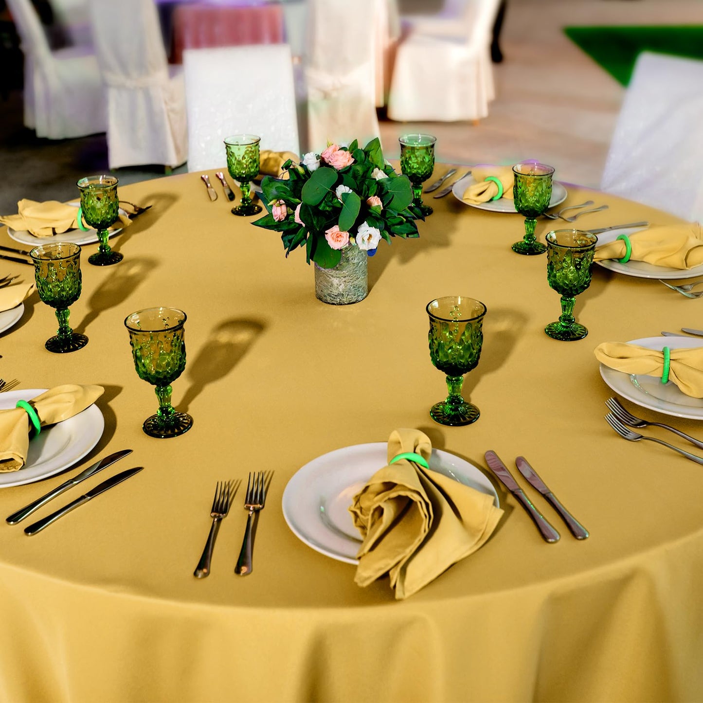 MASHAN 12 Pcs Black and Gold Plastic Tablecloths Bulk,84 Inch Disposable Round Party Table Cloth Waterproof Table Cover for Birthday Wedding Anniversary Graduation Party Decorations Supplies