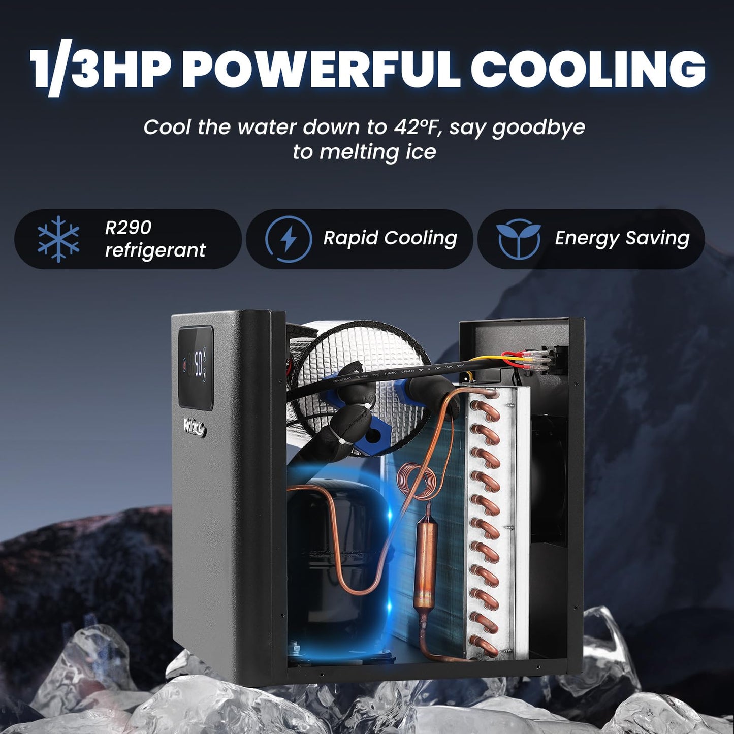 Poafamx Water Chiller for Ice Bath, 1/3 HP Cold Plunge Chiller with Built-in Filter & Water Pump, Insulated Hoses, Quiet Ice Bath Chiller for Cold Therapy Athletes Recovery Home Use 110V