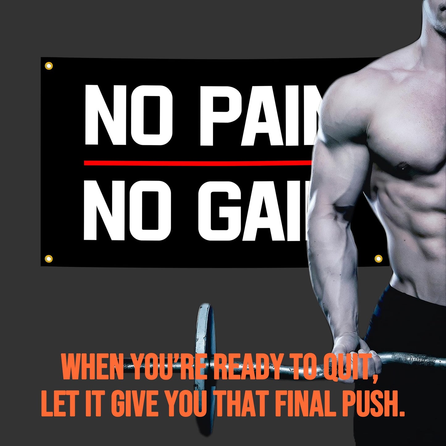 Eudaedom Fitness Gift for Bodybuilders - Easy to Hang Inspirational Gym Banner, Motivational Workout Tapestry Wall Decor for Home Gym Garage Man Cave Office, 5x3 FT, Durable & Fade-Resistant