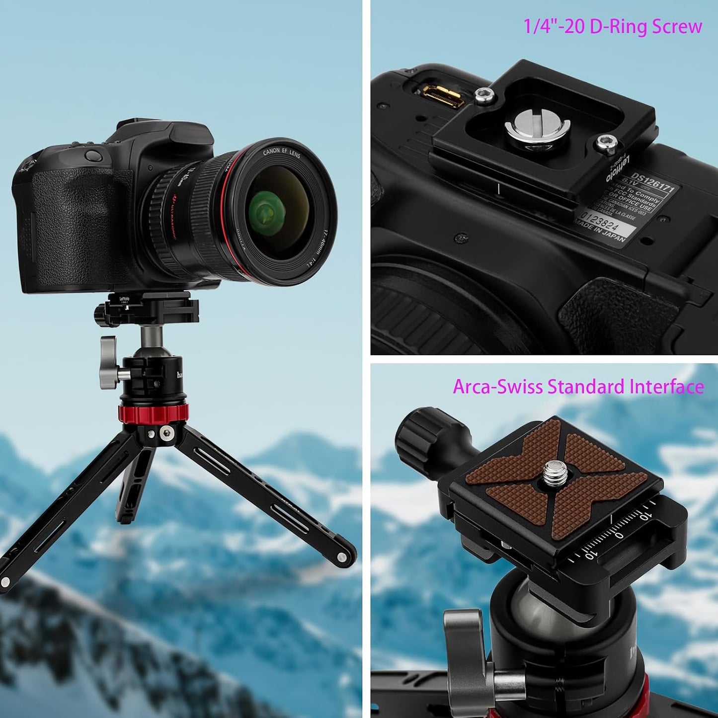 Leftfoto 40mm Arca Swiss Metal Universal Camera Quick Release Plate Fits Arca Type Clamp for DSLR Camera Tripod