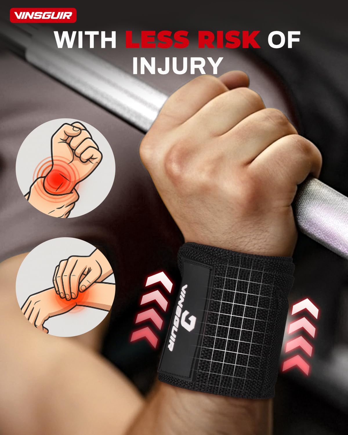 VINSGUIR Wrist Wraps for Weightlifting, [USPA Approved] 21'' Lifting Straps for Wrist Support with Heavy Duty Thumb Loop, Gym Wrist Brace for Working out, Crossfit, Powerlifting, for Men&Women