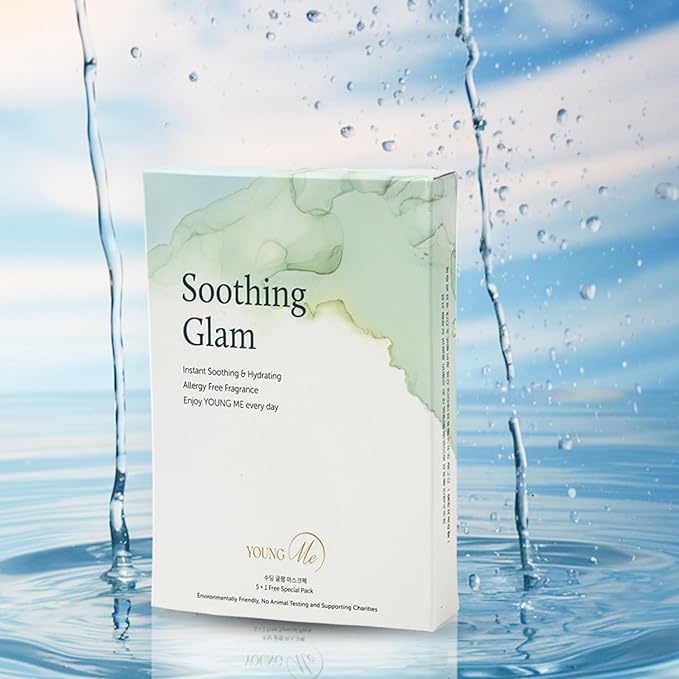 YoungMe Soothing Glam Facial Sheet Mask ??6-Pack | Hydrating & Moisturizing Korean Skin Care for Sensitive & All Skin Types