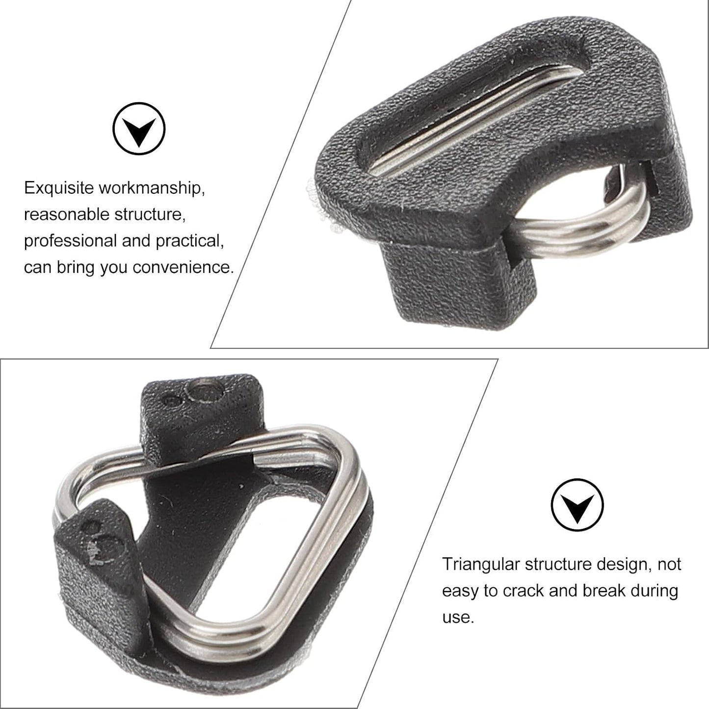4 Sets Metal Triangle Split Ring Hooks for Camera Straps with Brackets, Heavy-Duty Triangle Ring Hooks for Mirrorless