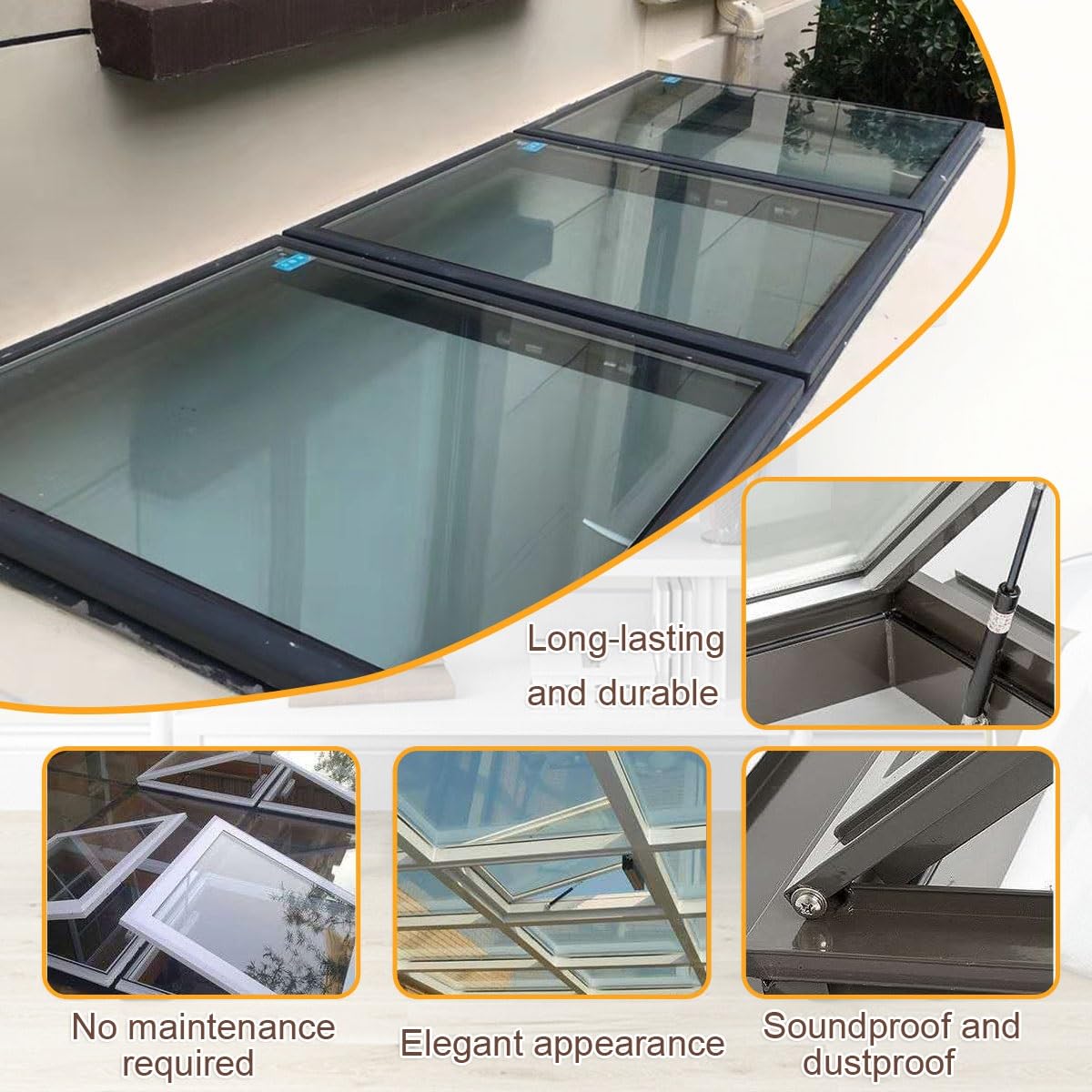 Valdoza Electric Roof Skylight for Home – Custom Aluminum Alloy Double-Glazed Window with Remote Control, Easy Installation for Attic, Sunroom, Roof, Basement(Gray,LxW 24x40in/60.9x101.6cm)