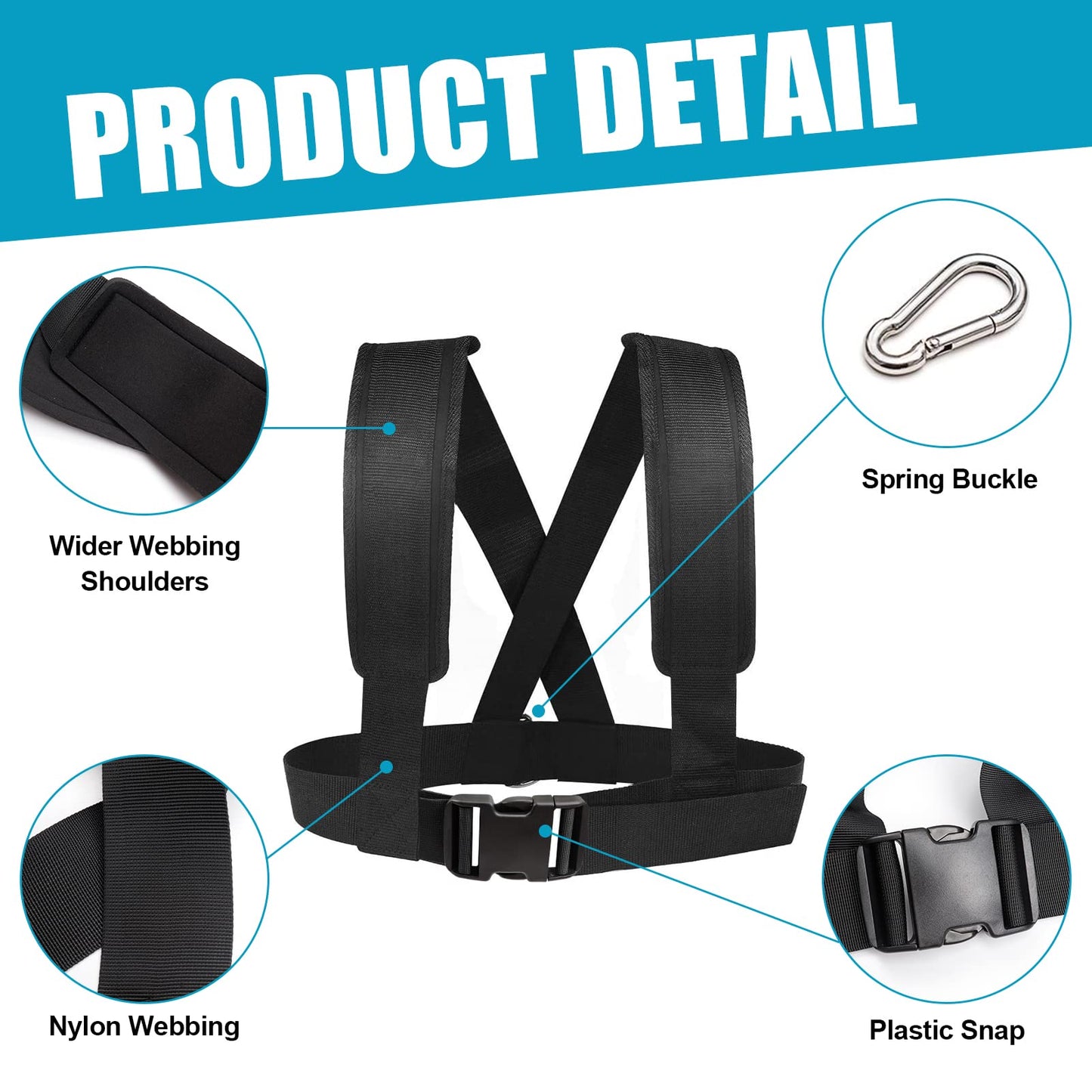 YNXing Sled Harness Workout Resistance and Assistance Trainer Physical Training Resistance Rope Kit Improving Speed, Stamina and Strength (13.1FT)