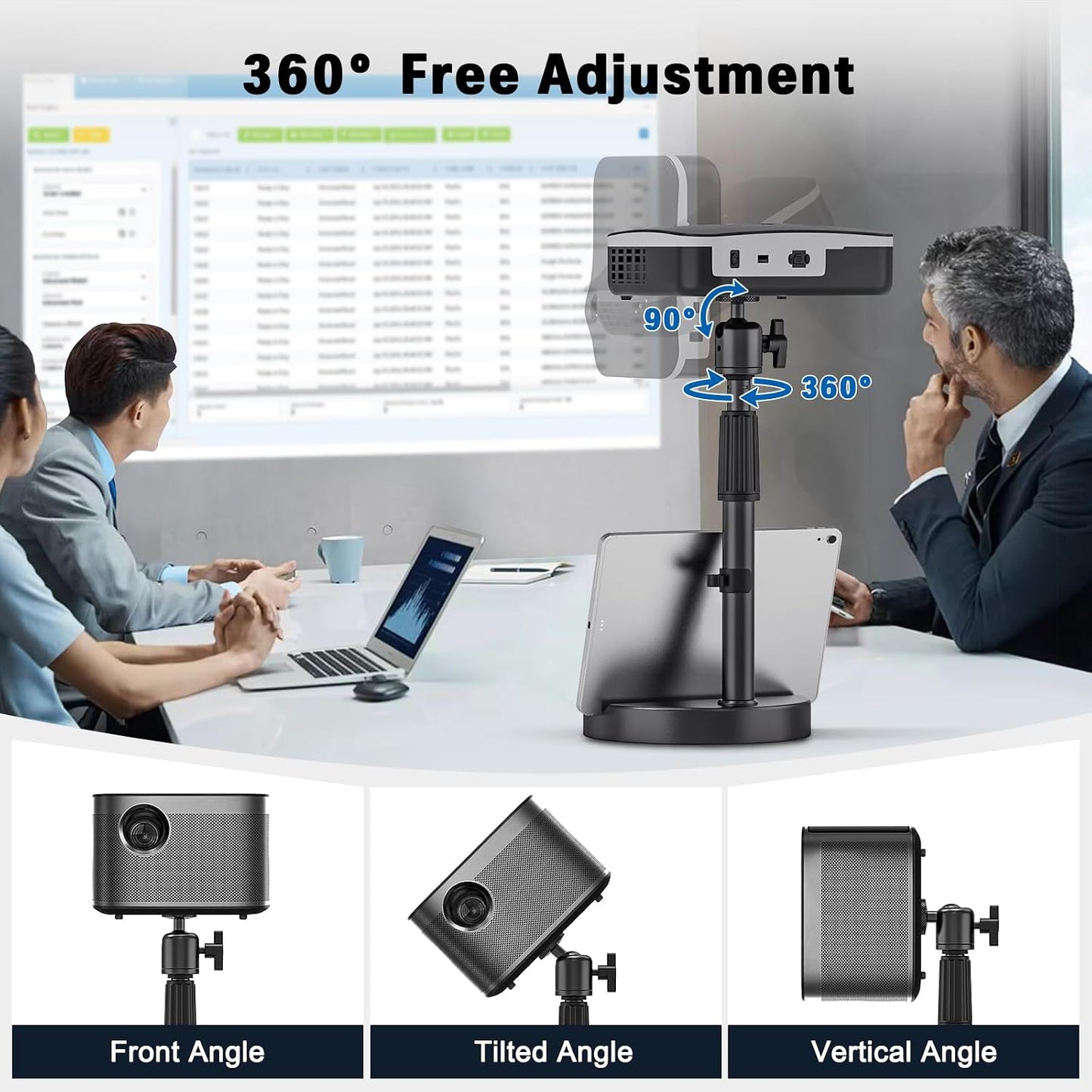 11" 17.7" 1/4" 360 Desktop Projector Stand Table, - Extendable Height Stand with Heavy-duty Base and Ball Head