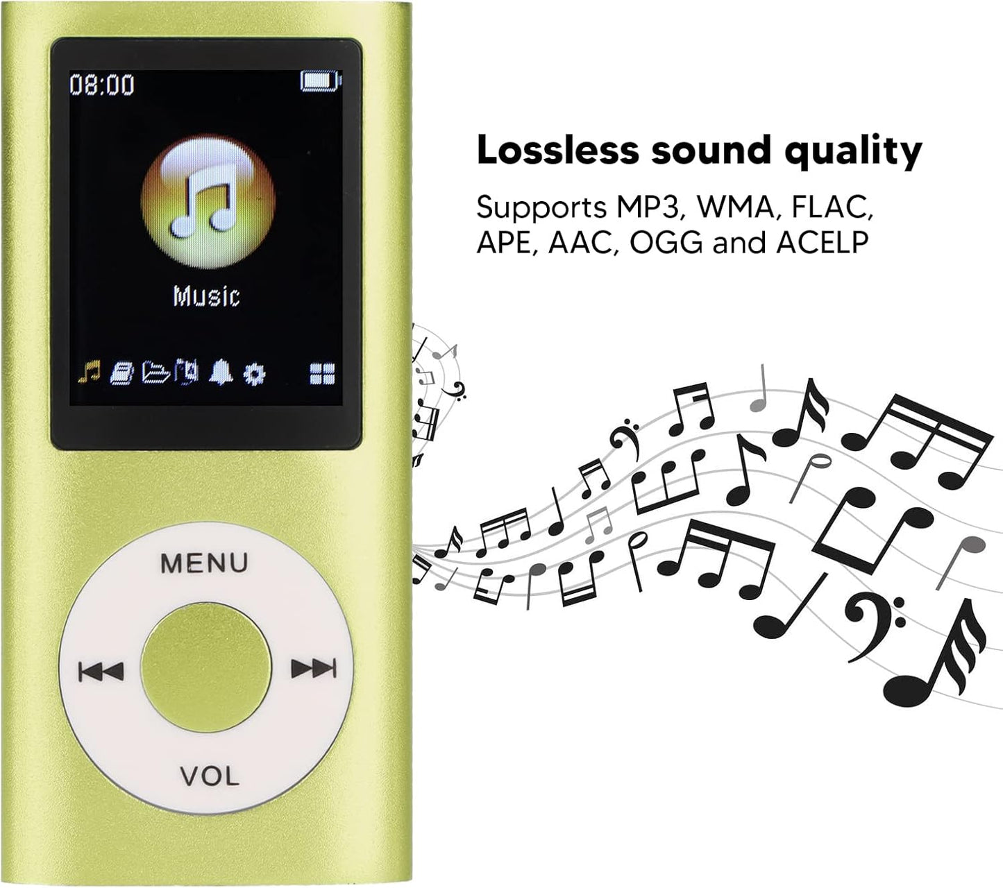 Tangxi MP3 1.8 Inch 64G Card,8h Player with Earphones,Classic Digital LCD Screen,Support Memory Playtime,Random Play