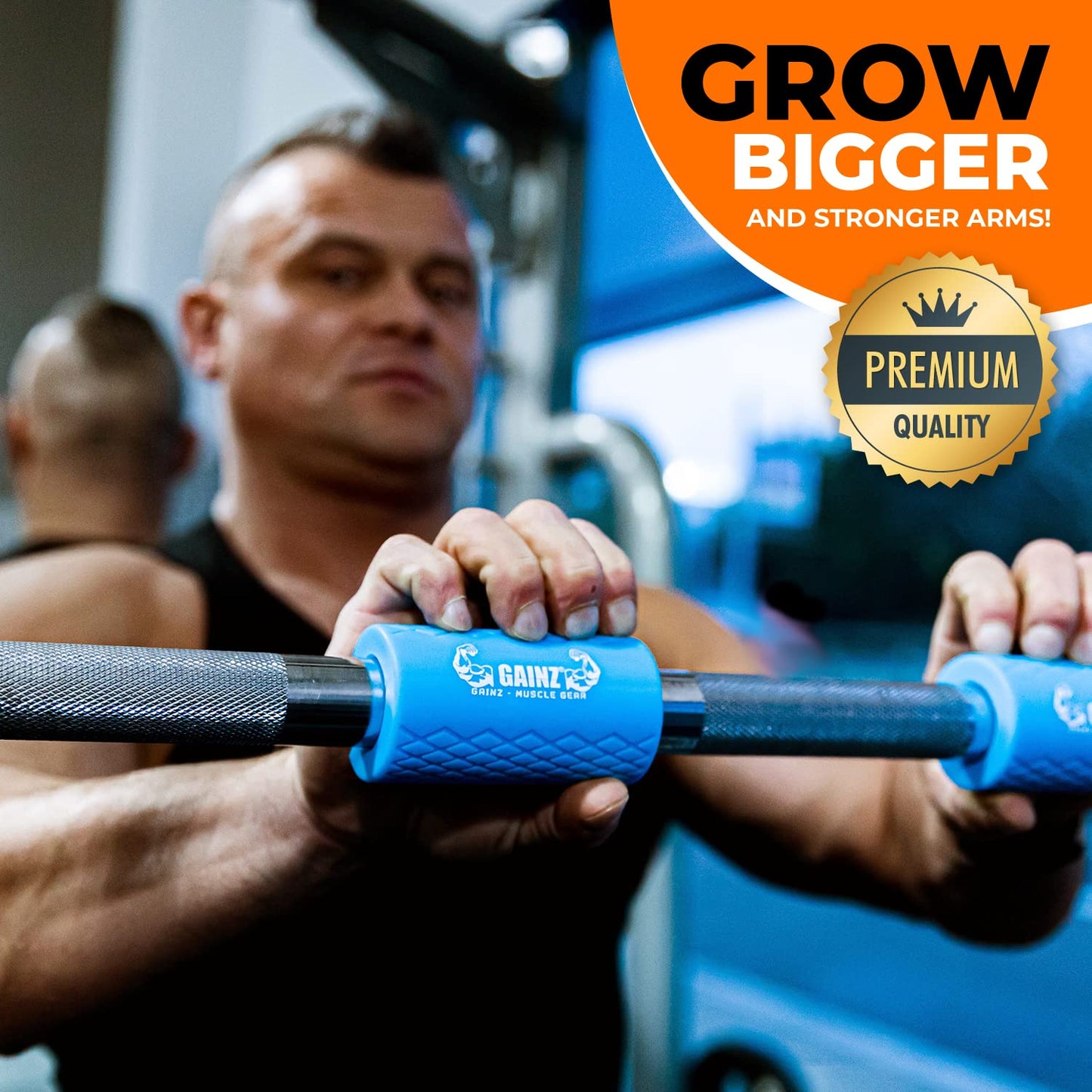 Gainz - Thick Bar Dumbell/Barbell Weight Lifting Adapters - Grow Bigger Biceps - Training, Bodybuilding (Set of 2) (Blue)