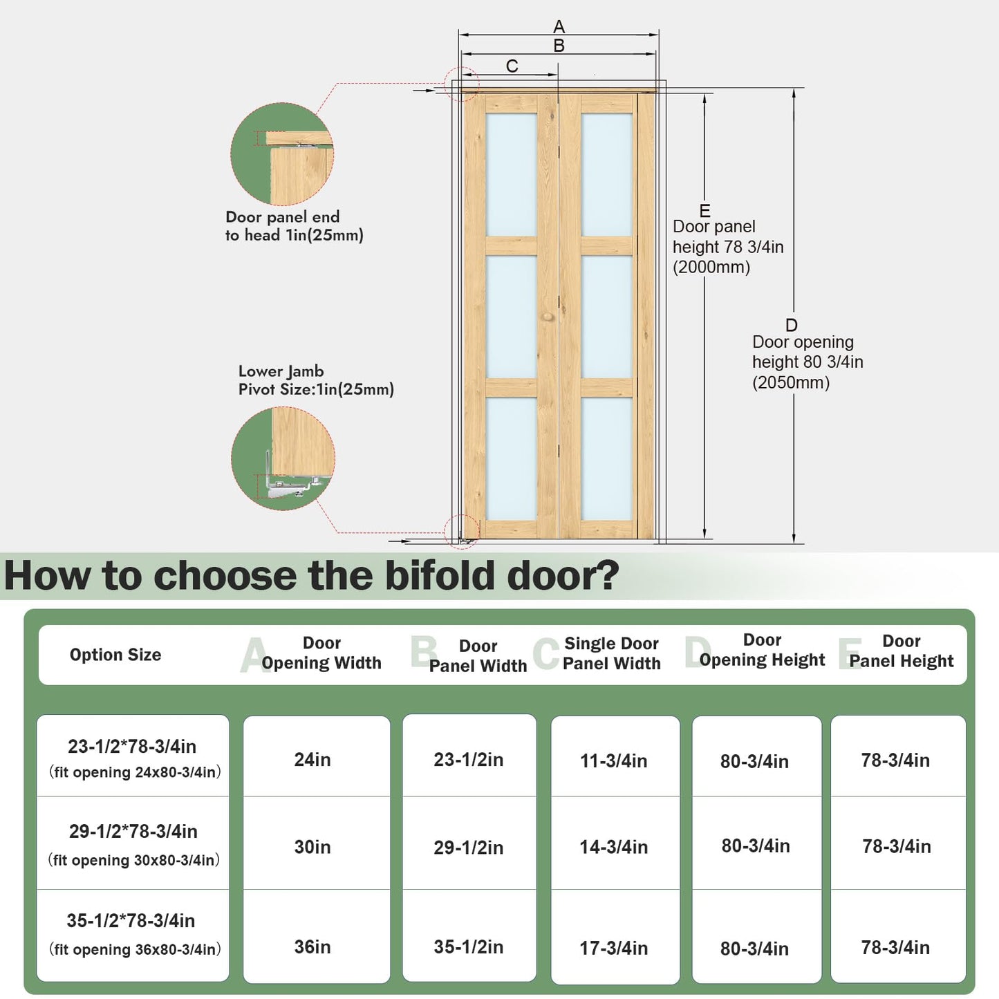 Roymelo Bifold Doors for 36"×80" Opening, Sliding Interior Tempered Frosted Glass Closet Folding Barn Door with Concealed Hardware Kit Included, 3-Panel Frosted Glass, Preassembled Door, DIY staining
