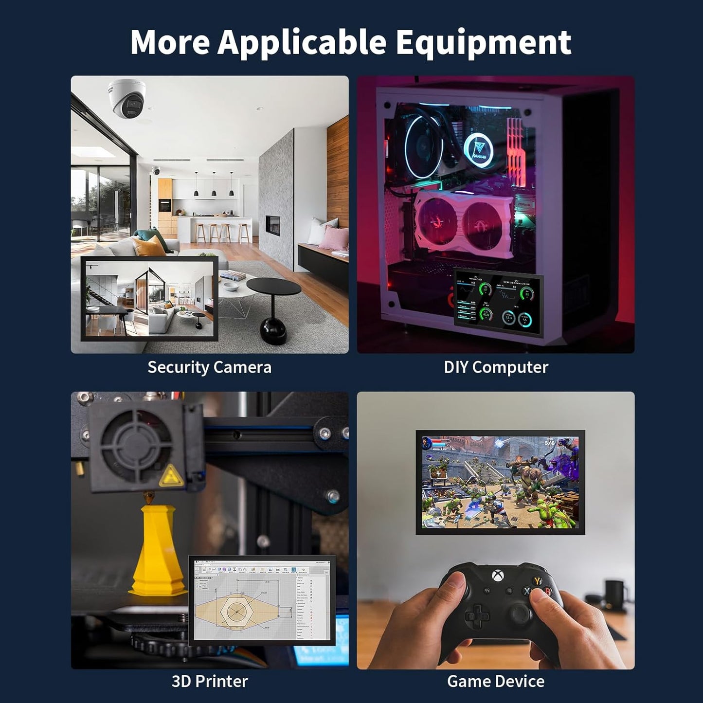 CUQI 7 Inch 1024600 Small Monitor, IPS Mini Monitor with Built-in Speakers/HDMI/VGA/AV Input for Raspberry Pi, PC, TV