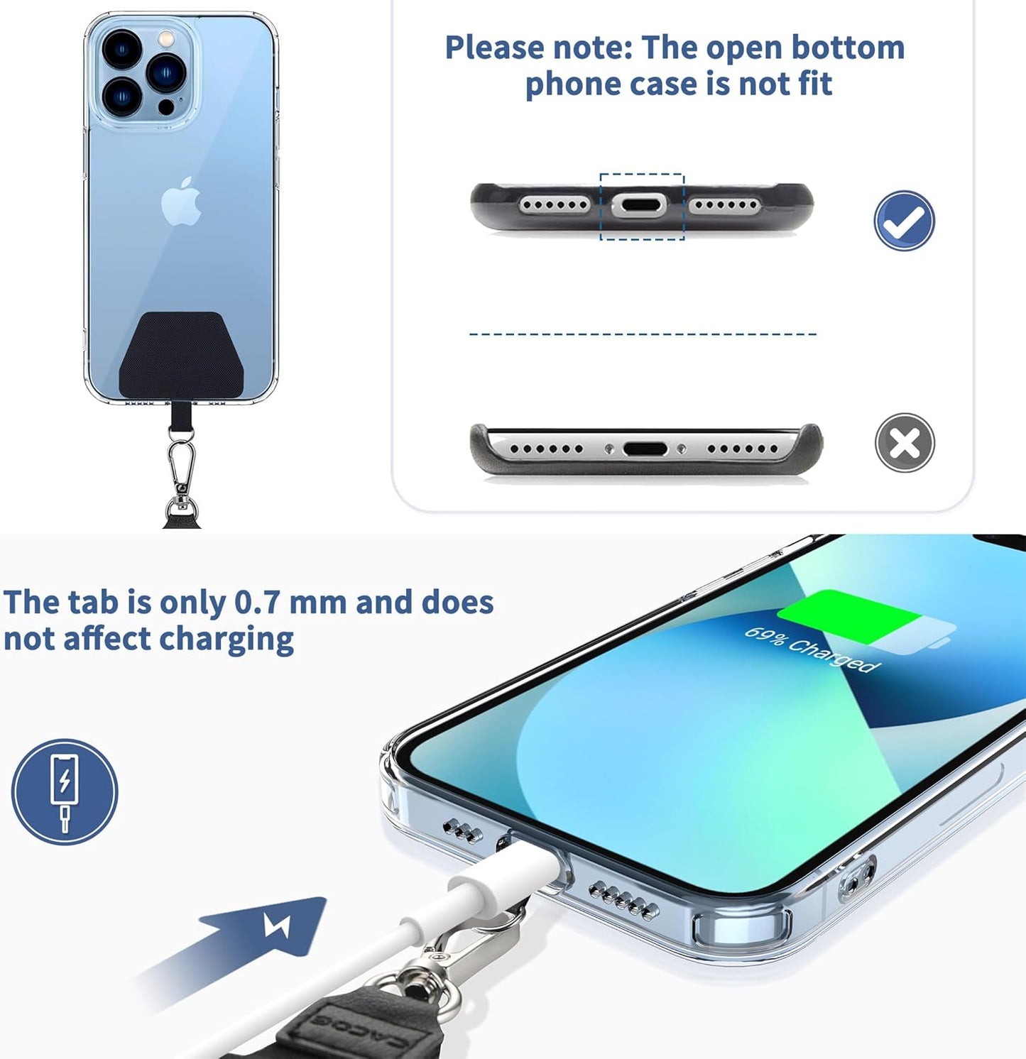 2 Pcs-1 Strap,1 Strap,2 CACOE Phone Lanyard Pcs Adjustable Neck Pcs Wrist Pads,Universal Crossbody Multifuctional Cell