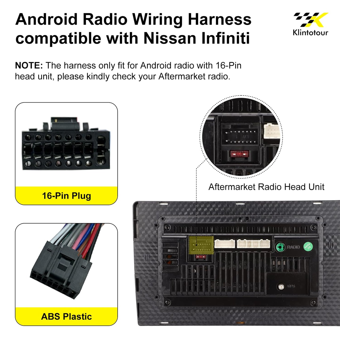1995-2013/Infiniti 1997-2012, 16Pin 350Z FX35 G35 Aftermarket Radio Wiring Adapter Compatible with Nissan Android Car