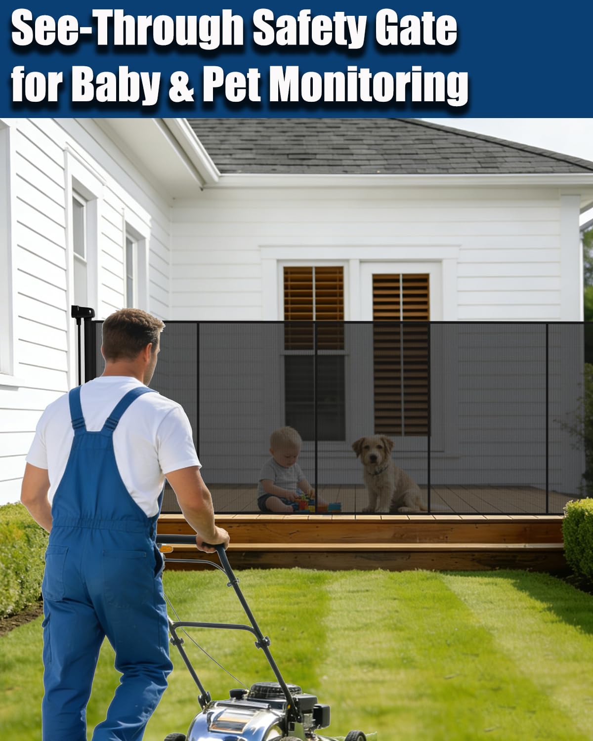 200" Retractable Baby Gates Extra Wide for Large Opening, 41" Extra Tall Retractable Dog Gate Pet Gates, Long Child Safety Mesh Gate with Fiberglass Rods for Stairs, Doorways, Hallways, Indoor/Outdoor