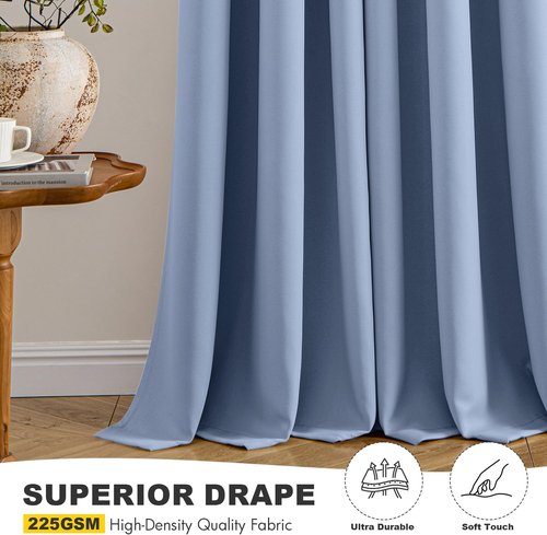 MIULEE Denim Blue Blackout Curtains - Thermal Insulated Room Darkening Drapes | 84-Inch Length, 2 Panels