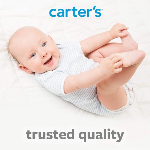 Carters Waterproof Fitted Quilted Crib and Toddler Protective Mattress Pad Cover, White