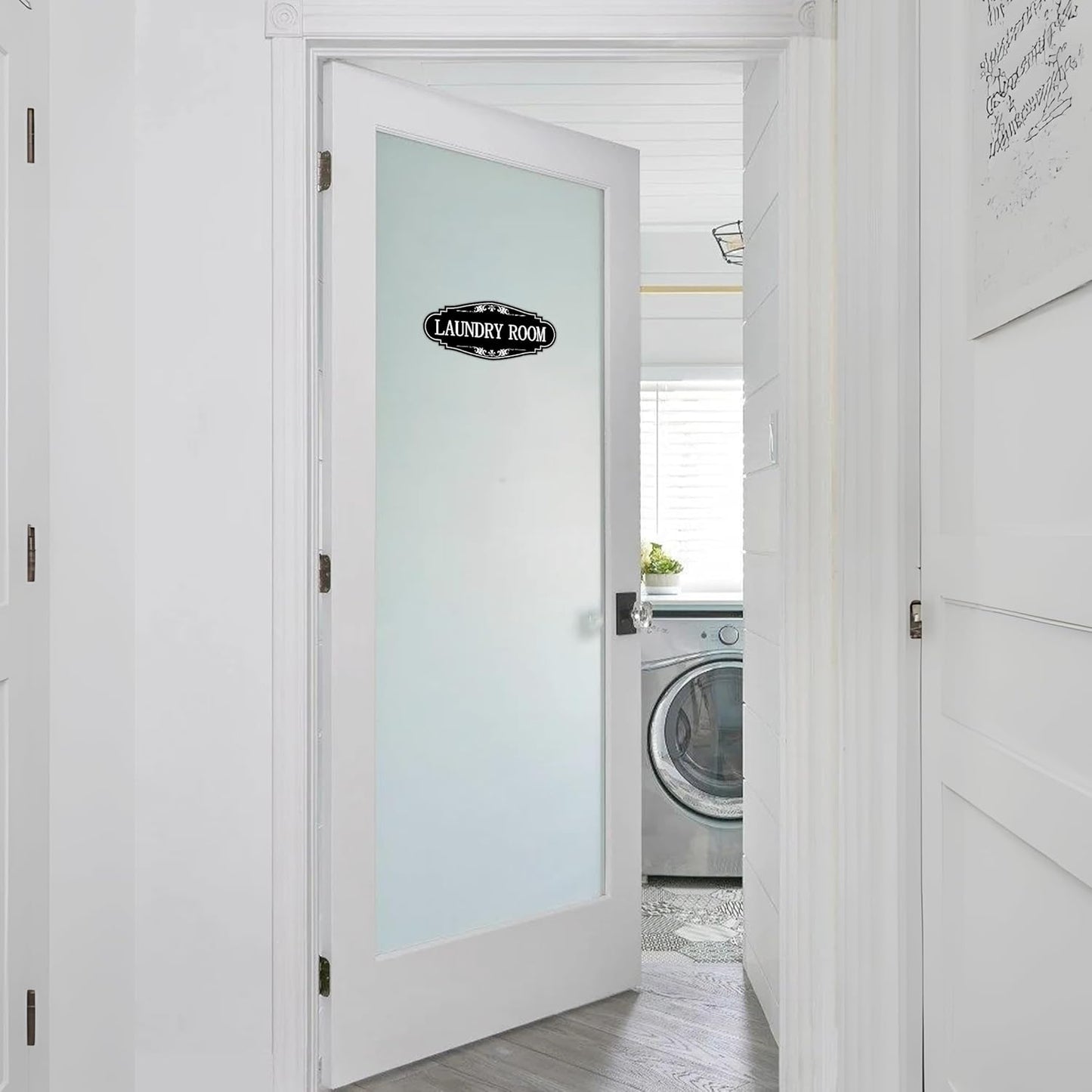 Skiennix Laundry Room Door Sign - Self-Adhesive Waterproof Decor for Home & Business | Black