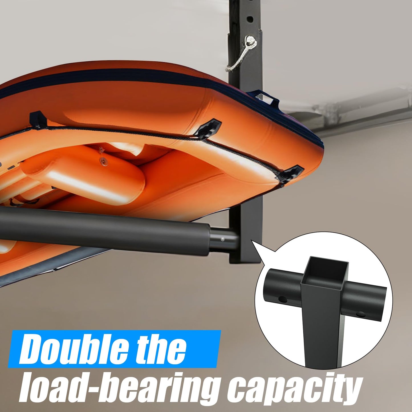 LLNYFL Stainless Steel Ceiling Storage Rack, 10"-18" Height Adjustable,Kayak Overhead Garage Storage Rack, Holds 100 lbs, for High-Altitude Storage of Kayaks, Surfboards, Canoes, Skis, and Ladders