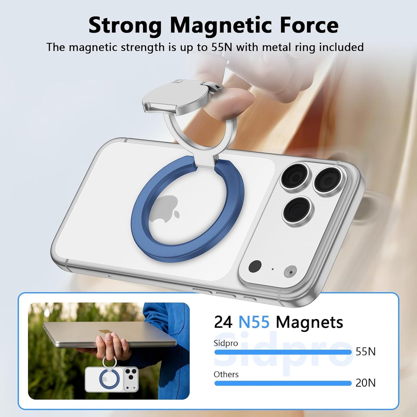 17 16 15 14 13 12 Magnetic Phone Ring Grip for Magsafe, Two-Sided Magnet Gym Finger Ring Kickstand Cell Phone Grip
