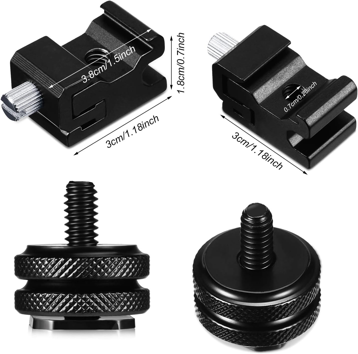 Weewooday 8 Pack 1/4"-20 Set Hot Shoe Adapter Kit, Cold Shoe Mount & Flash Stand Mount for DSLR Camera Rig, Tripod