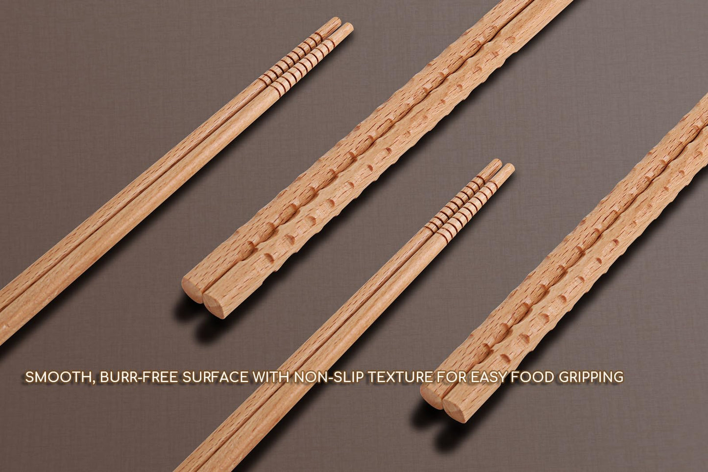 Donxote Extra Long Wooden Cooking Chopsticks - Set of 6 Non-Slip 16.5 Inch Kitchen Tongs for Frying, Ramen, Hot Pot with Oil Splash Protection, Reusable & Natural