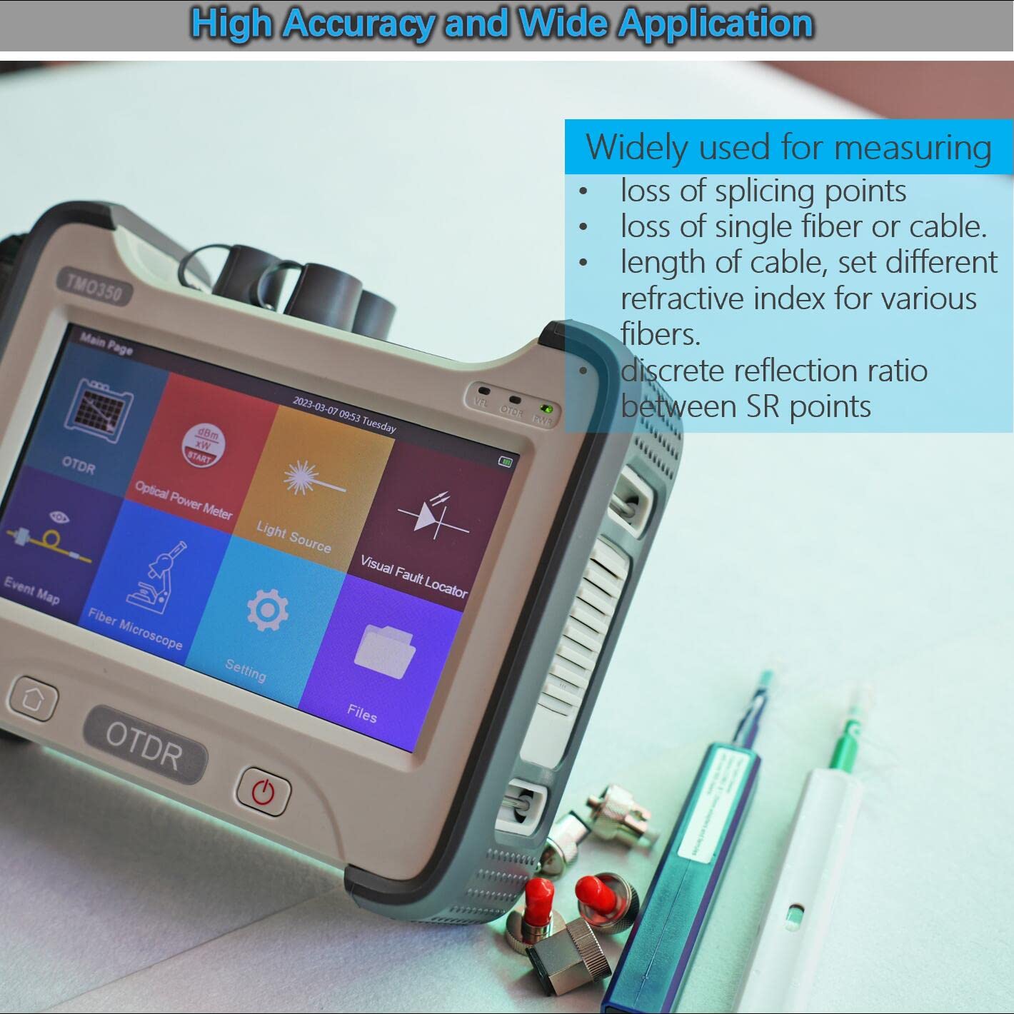 QIIRUN OTDR Fiber Optic Tester SM 1310/1550nm 32/30dB, Optical Time Domain Reflectometer with 0.8m Dead Zone 160km Range, 7-inch Touchscreen, OPM VFL OLS Event Map, Multifunctional Test Kit