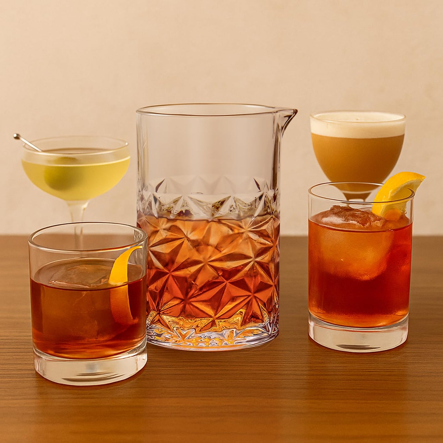 Cocktail Mixing Glass with Strainer Set, 24 oz Crystal Stirring Glass with 304 Stainless Steel Strainer, Elegant and Professional Barware Tools, Bartender Gifts for Men, Housewarming Gift