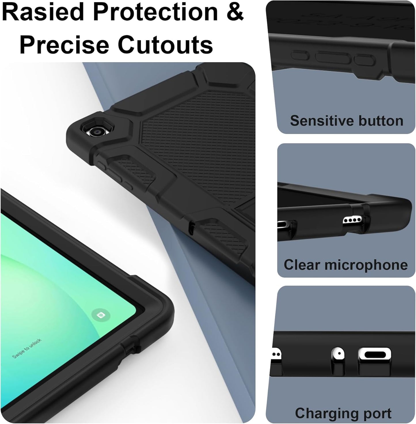 rantice A11+ A9+ 11", [3-Layer A9+ A11+ SM-X230 X235 X210 X216,Black Military-Grade Case for Samsung Galaxy Tab /