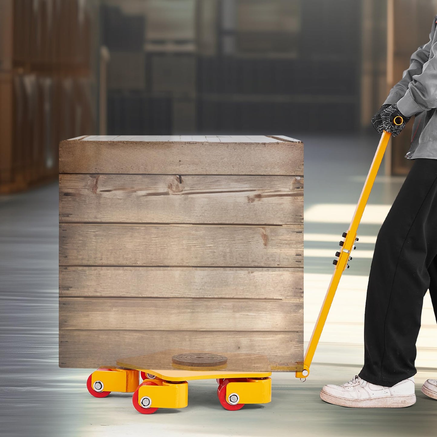 VEVOR Machine Skate, 8800 lbs Machinery Moving Skate, Machinery Mover Skate with 360° Rotation Cap and PU Swivel Rollers, Heavy Duty Industrial Machinery Mover with Handle for Warehouse, Workshop